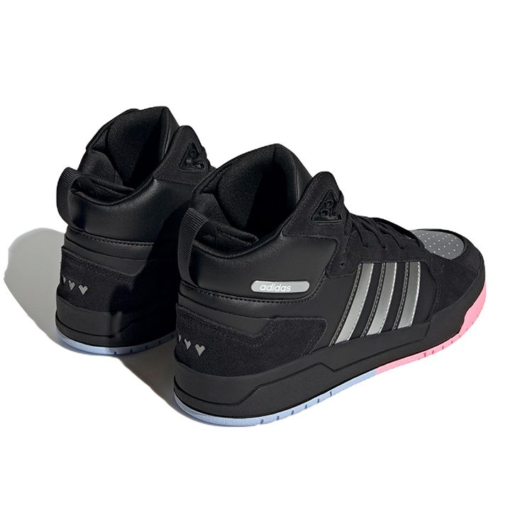 Adidas Neo 100Db Mid Comfortable Trendy Lightweight Durable Non-Slip High-Top Skate Shoes Unisex Skate Shoes Black Silver ID1841
