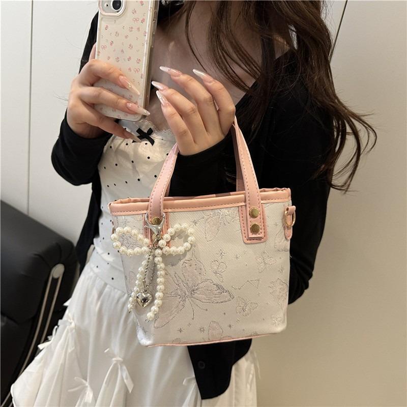 

Нишевая вышитая сумка-бабочка женская новая модная летняя популярная универсальная сумка-мессенджер портативная маленькая сумка розовый