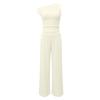 Damen Sommer Zweiteiler Ein Schulter Kurzarm Top Hohe Taille Weite Hosen Freizeit Outfit