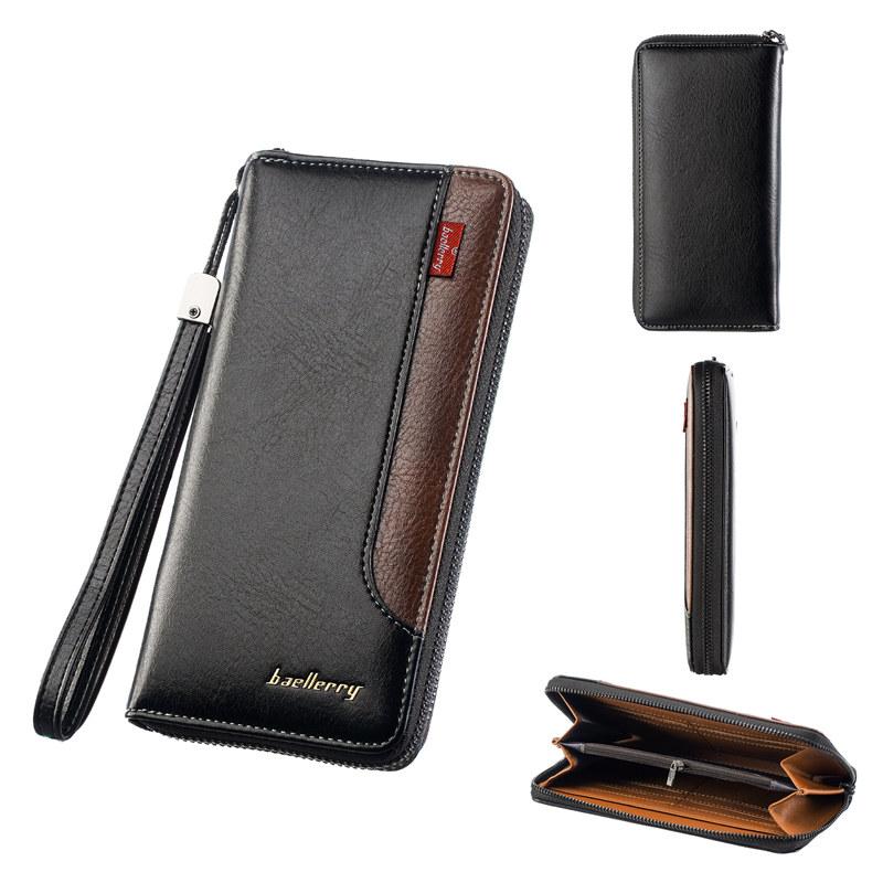 Baellerry Mode Homme Longs Portefeuilles Design Vintage Porte-Carte d'Identité Business Portefeuilles à Fermeture Éclair Portefeuilles Portefeuilles à Monnaie