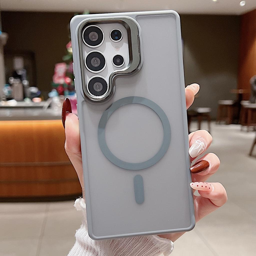 Skin-feel Hardware Lens Holder, Suitable for Samsung S25Ultra Phone Case Anti Drop S24  Magnetic Protective Case