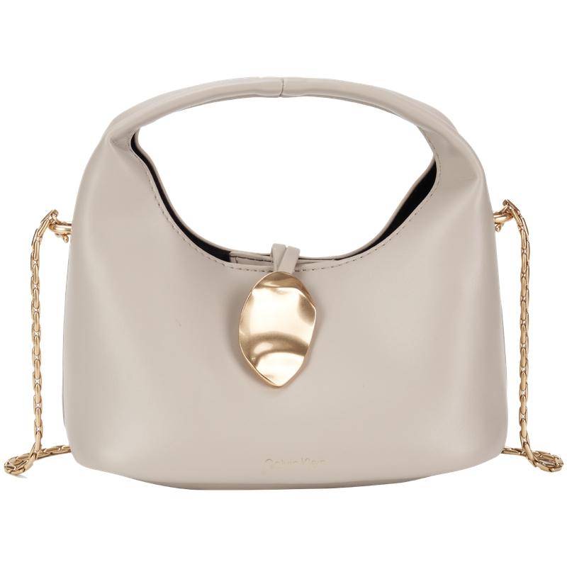 

Calvin Klein Chain Strap Gold Metal Accents Synthetic Material Shoulder Tote Bag Small Women bags Castle-Gray 4K3177GRMU Basic Set (Bag)