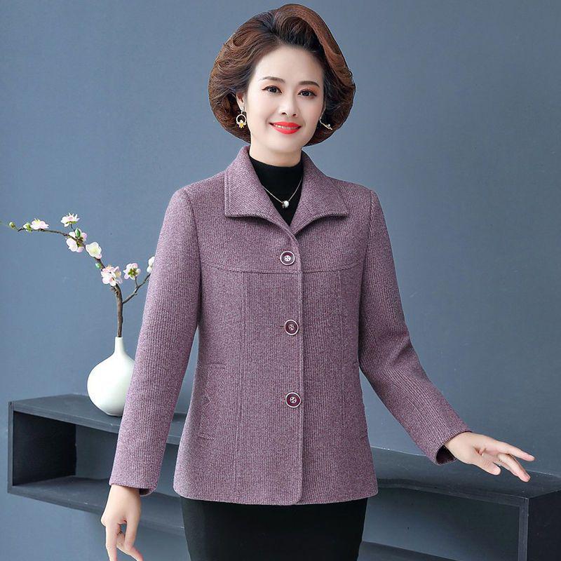 Women's Wool Coat for Ages 40-60: Thickened Autumn & Winter Overcoat with Cotton - Short Style
