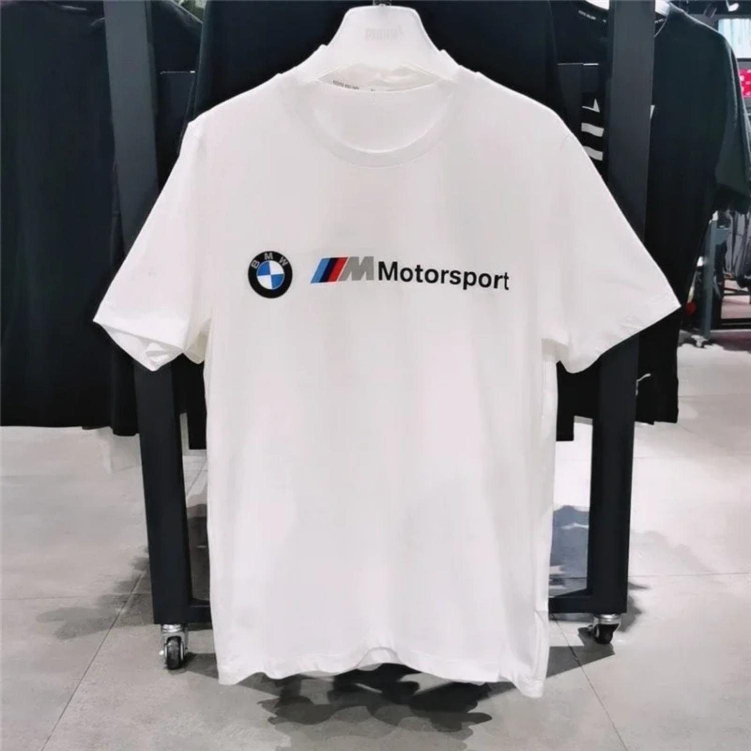 BMW Men s Sports T-Shirt Short Sleeve Trendy Men s Summer Breathable Round Neck Heavy Cotton T-shirt S