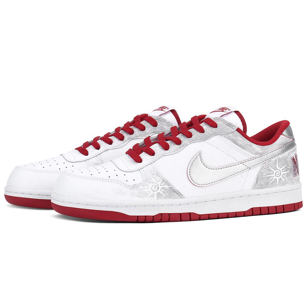 Nike Big Abrasion Resistant Low Top Skateboard Shoes Men's Gray White Red 355152-150(Team1957-LD)