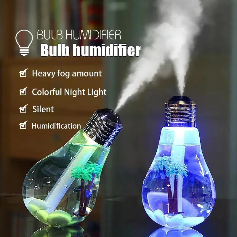 

Portable Air Aroma Bulb Humidifier Silent Small USB Large Capacity Desktop Colorful Night Light Humidifier Diffuser For Home Car USB