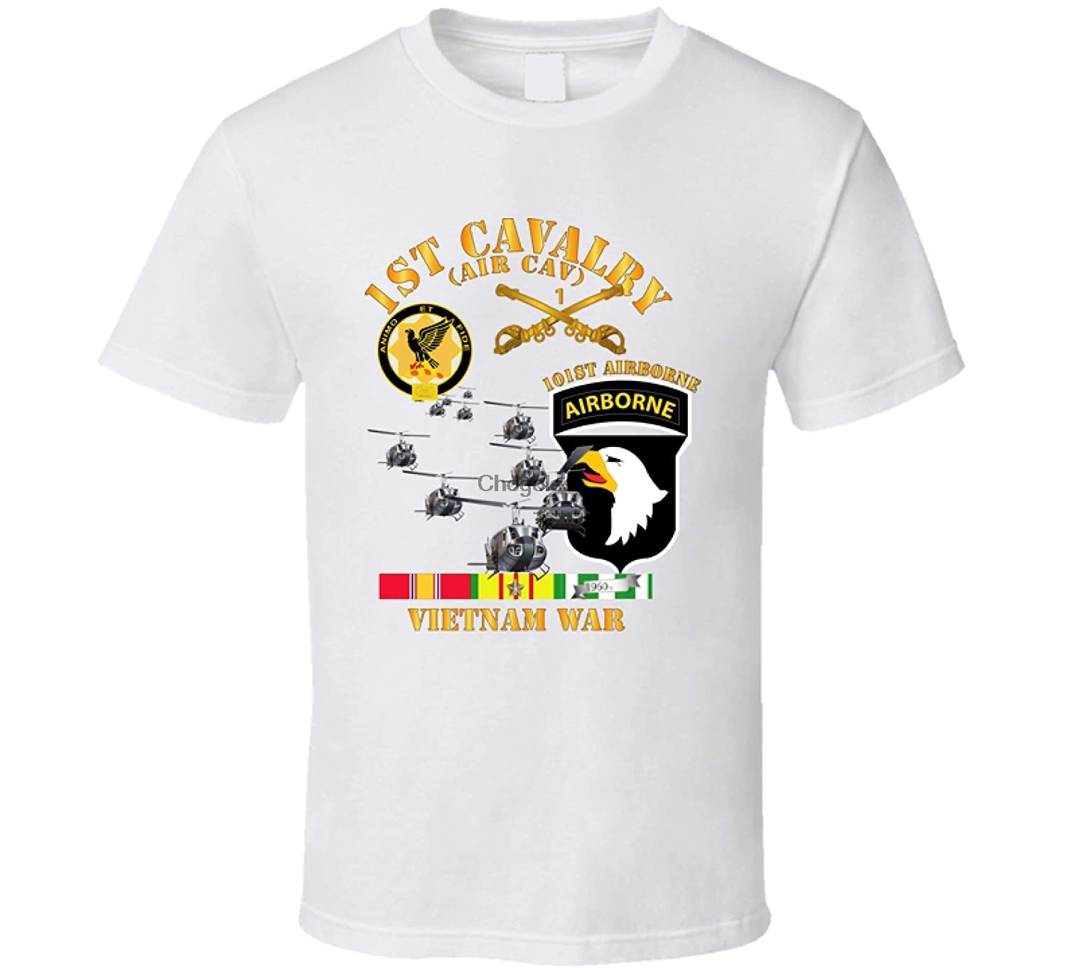 - Army - 1st Cavalry (air Cav) - 101st Airborne W SVC T Shirt - White L белый