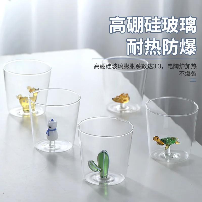 Cute 3D Animal Farm Glass Cups Italy Design Glassware Drink Whiskey Glasses Coffee Mug Kids Borosilicate Milk Water Teacup