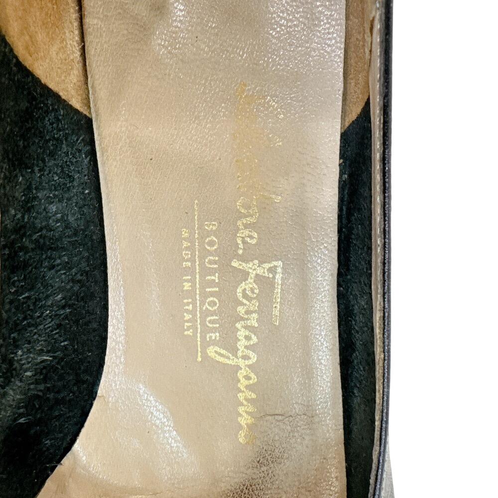 Salvatore Ferragamo Heel leather Ribbon flat pumps pumps black leather Used