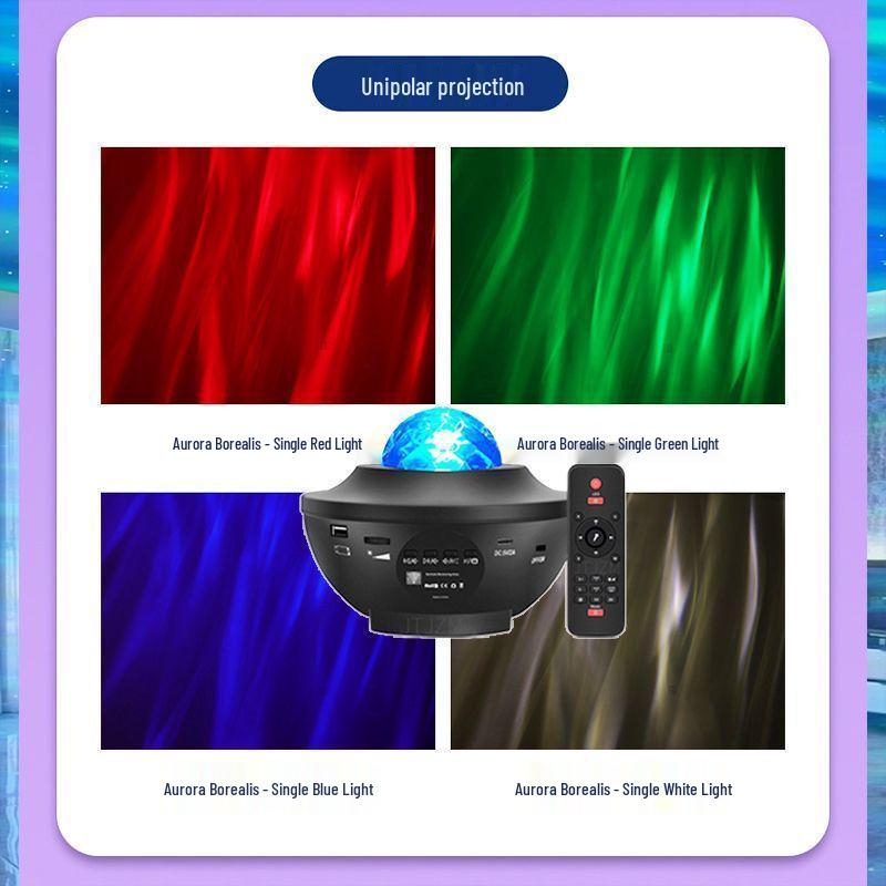 Little Wrist Starry Sky Light Projector: Dreamy Bedside Speaker with Water Ripple Effect for Kids' Rooms