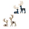 2 Pieces Reindeer Figurines Retro Sitting Standing Deer Statues Deer Statue for Living Room Bedroom Office Cabinet Decor
