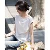 Demanar Damen Atmungsaktives Lyocell Plissee Bootausschnitt T-Shirt