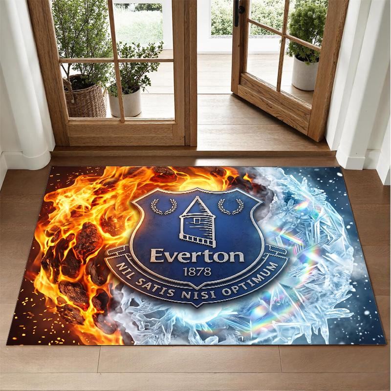 Everton Football Design Crystal Velvet Rug Soft Decorative Mat for Bedroom Entrance