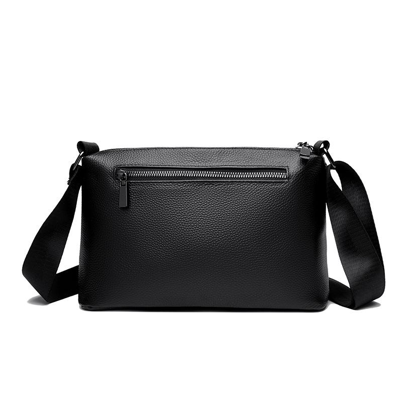 2025 Men's Genuine Leather Crossbody Bag with Three-Layer Main Compartment and Large Capacity