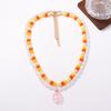 Dopamine contrasting color flat beads double-layered wearing imitation pearl flower necklace summer fresh and gentle holiday women's models