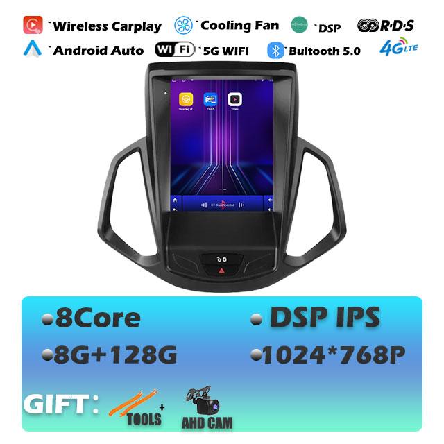 9.7 Lnch For Ford EcoSport 2013-2017 Android 14 Car Radio Auto Multimedia Player IPS Tesla Vertical GPS Carplay Stereo DVR