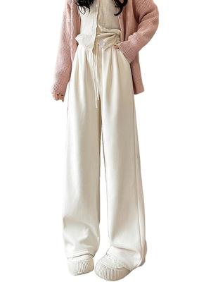 KUWABOKU Cord Rippen Weit Erhältlich in Verschiedenen Unifarben Elastisch Lang Winter Damen Hosen, Lässig, Warm, Fleece Gefüttert, Farben, Stilvoll, Trendig,