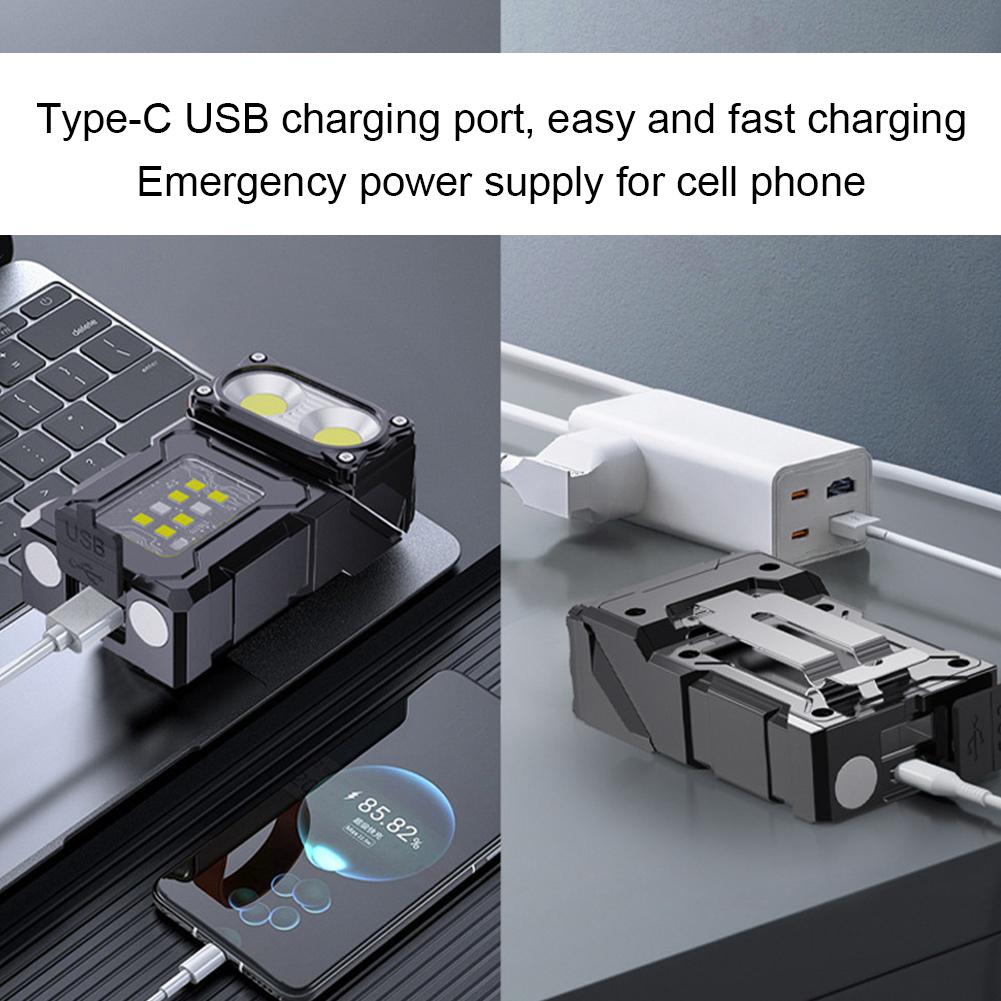 COB SMD Pocket Emergency Lantern Power Display Powerful Mini Torch Rotatable LED Keychain Flashlight for Camping Fishing Walking