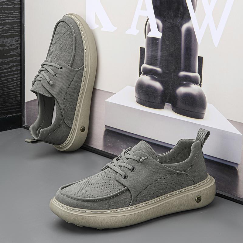 High Quality Men's Casual Leather Shoes Soft Bottom Outdoor Walking Shoes Comfortable Antiskid Flat Designer Lace-Up Sneakers
