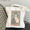 Kadın Alışveriş çantası Balık kedi Tarot Baskılı Kawaii Çanta Harajuku Alışveriş Kanvas Alışveriş Çantası kız çanta Tote Omuz Bayan Çantası