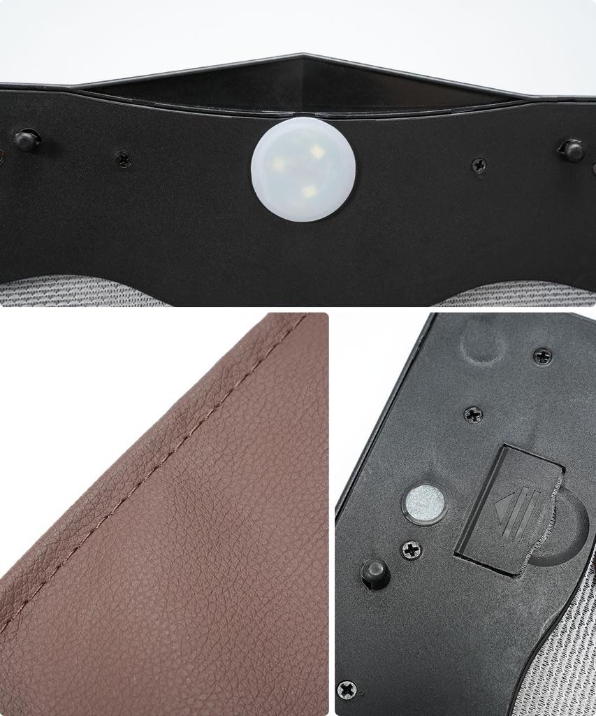 DEWEL Car Trash with PU LED and Compact Small Item Fits Passenger and Back and Can, Slim, Foldable, Leather, Light, Magnet, Storage, Compartment,