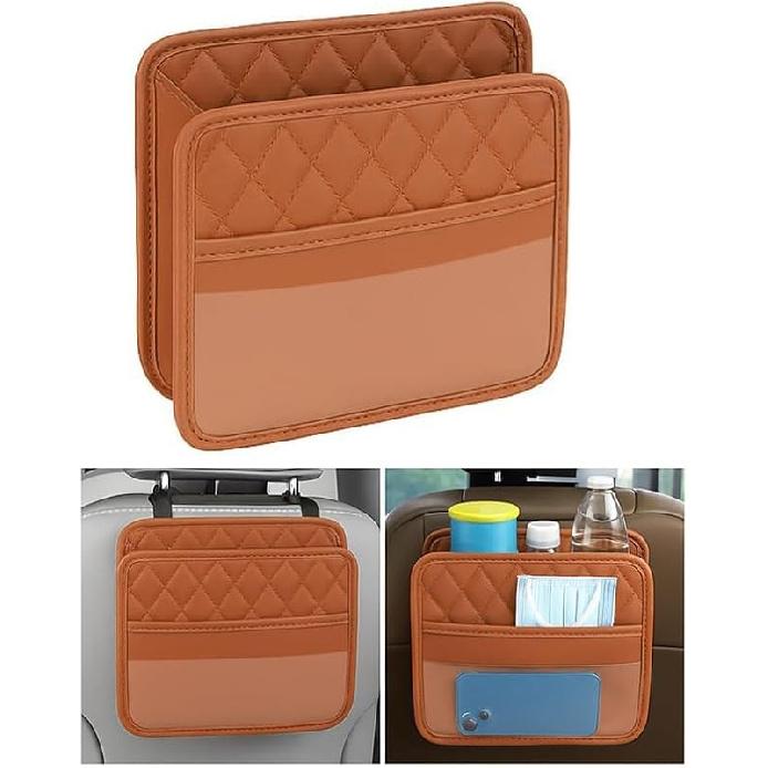 Mandark Car Seat Back Organizer, PU Leather Vehicle Backseat Hanging Storage Pocket, Multipurpose Auto Travel Essentials Accessories For Kids &