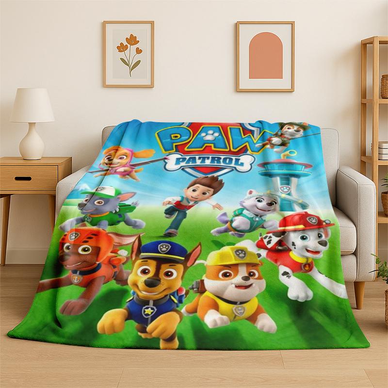 Cartoon P-Patrol Cute Dog Flannel Blanket Soft Warm Throw Blanket for Bedroom Living Room Bed Travel Camping Picnic Gift kids