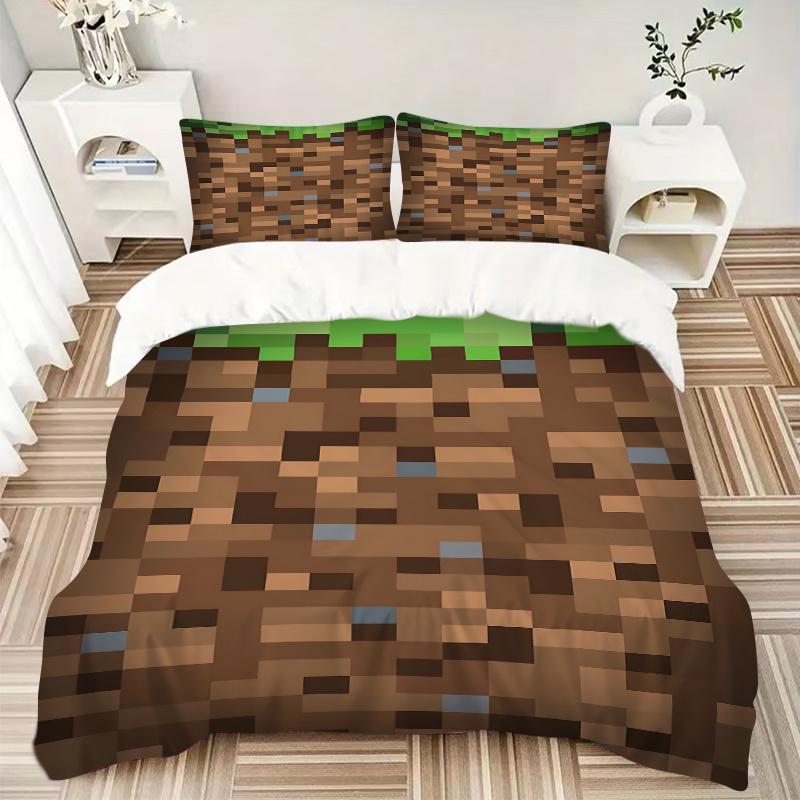 3pcs Minecraft Inspired Bedding Set-Perfect for Any Room, Ideal Gift for Fans & Travelers1202092a