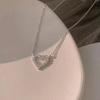 Sweet Hollow Heart Pendant Necklace Faux Diamond Collar Chain Necklace For Girl Daughter Party Jewelry Birthday Gift