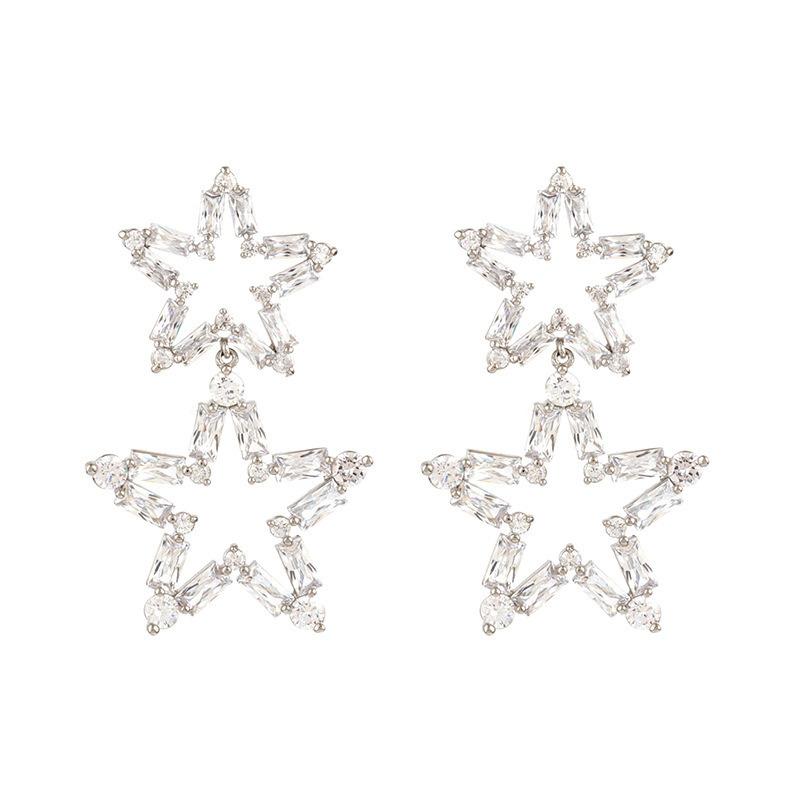 Ultra-gleaming Full-diamond Five-pointed Star Earrings - Luxurious Style Stud Earrings with Exquisite Design, Unique Ear Jewelry for Women.