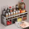 Punch-Free Wall-Mounted Kitchen Storage Rack: Multifunctional Space-Saving Aluminum Spice Rack & Condiment Organizer