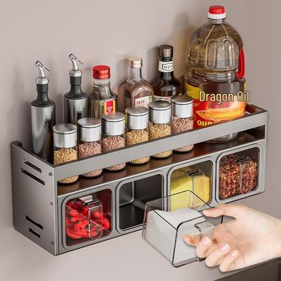 Naścienny Aluminiowy Stojak na Przyprawy Bez Wiercenia - Wielofunkcyjne Przechowywanie Kuchenne