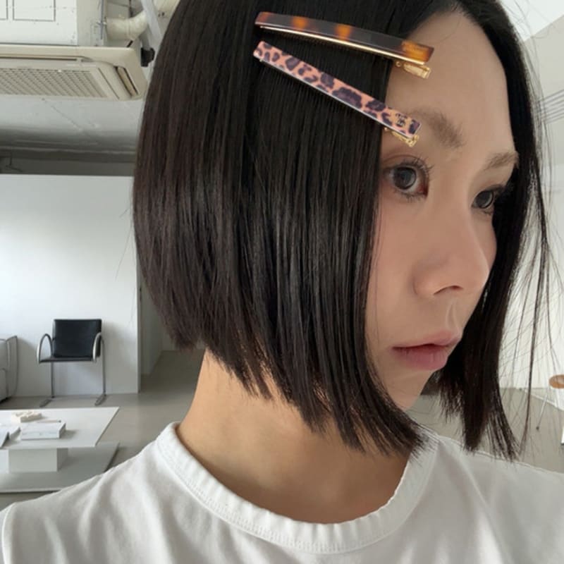 

mosxe Slick leopard hair pin (2color) pink leopard