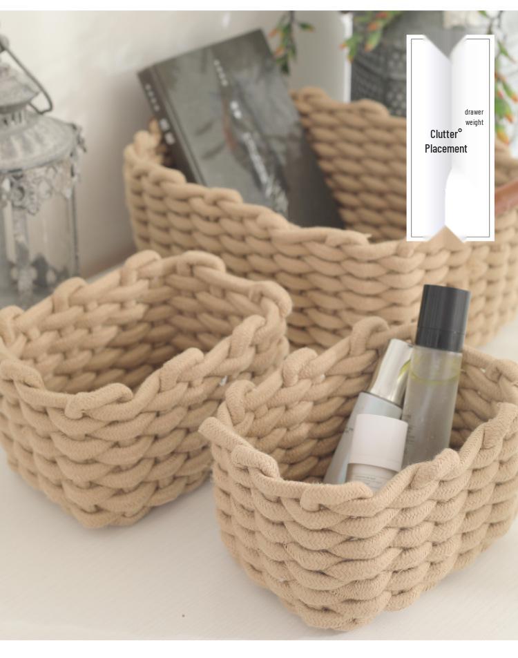 Sundries Cotton Rope Storage Baskets: Large & Small Cosmetic Organizer for Lipsticks & Eyeshadows