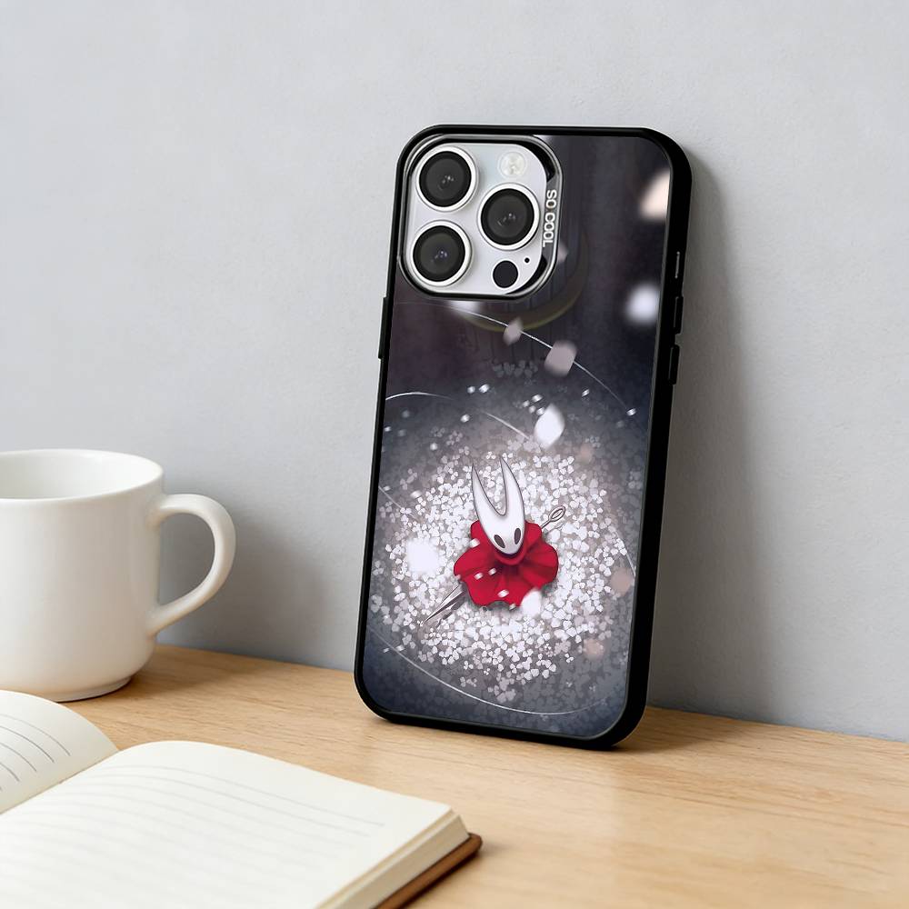 

Hollow k-Knight Silksong game Phone Case For iPhone 17,16,15,14,13,12,11 Plus,Pro Max,XS,Colored Silver Plated Inside Cover iPhone14Plus