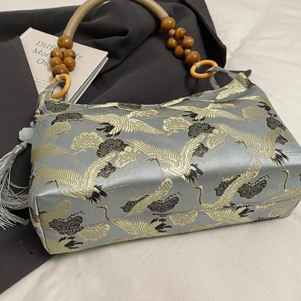 Versatile Single Embroidered Shoulder Bags Hasp Sewing Thread Vintage Chinese Style Handbags Tassel Decoration Classic Design