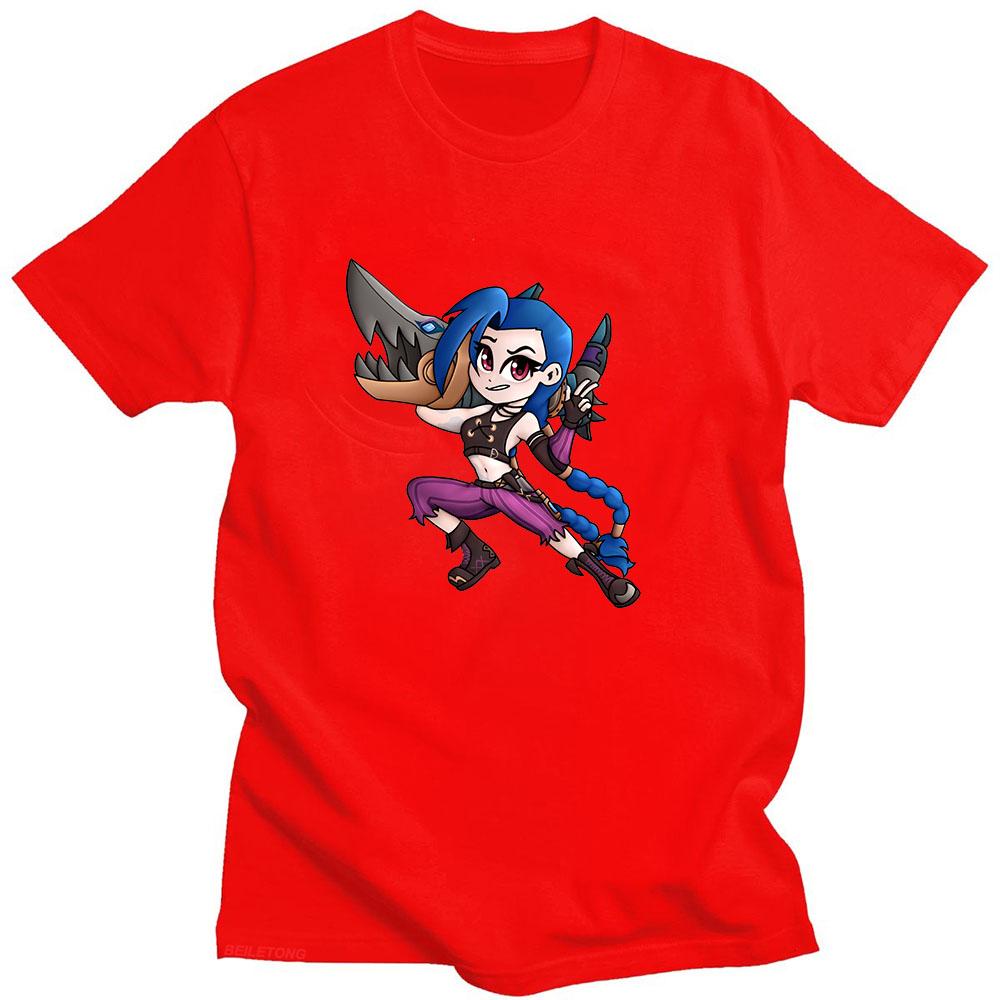Arcane Jinx T Shirt Cartoon Print Japanese Anime Comic Tee-shirt Costume Cosplay Fashion Tshirt Sudaderas Casual Retro Clothing