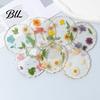 Flower Resin Coaster Handmade Dried Flowers Cup Mat Heat-Resistant Clear Waterproof Table High Temperature Placemat Protection Unique Gift for Coffee