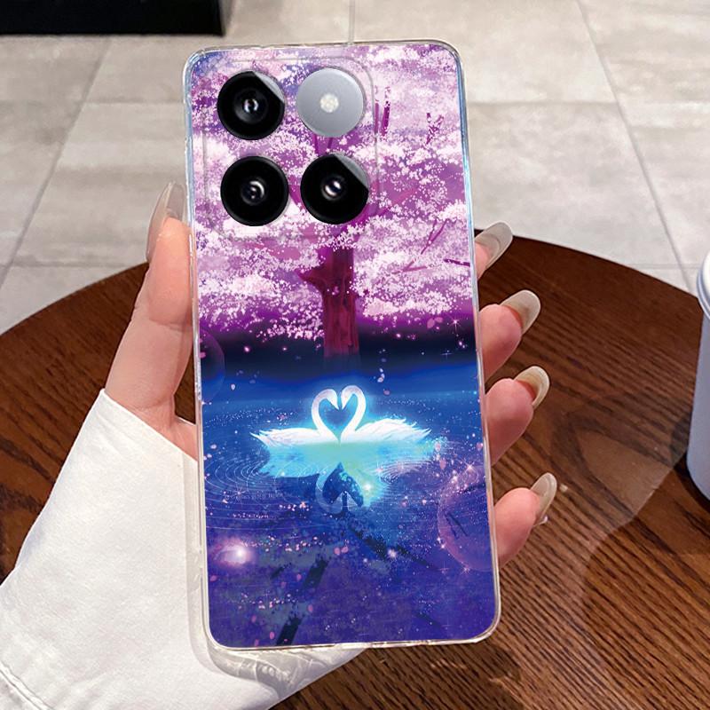 Jelly Casing For Xiaomi 14T 14TPro Clear Silicone Soft TPU Back Cover For Xiaomi 14T Pro Cute Cat Rabbit Heart Protective Case