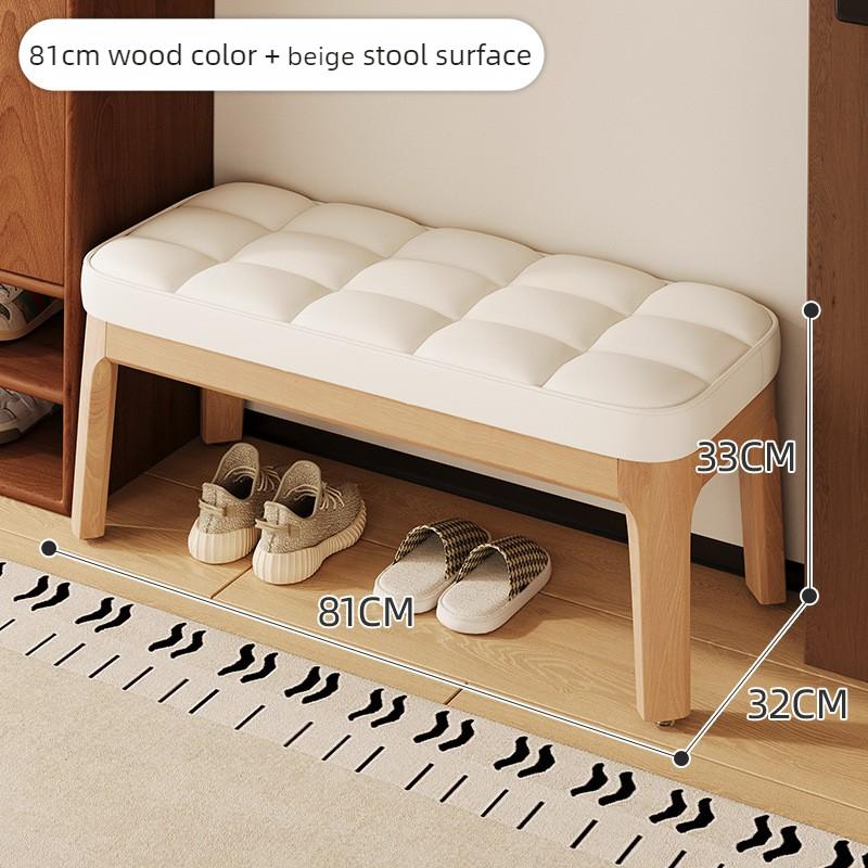 Solid Wood Shoe Changing Stool Portable Relaxing Soft Bench Chair Luxury Entrance Benches Removable Footrest Room Furniture