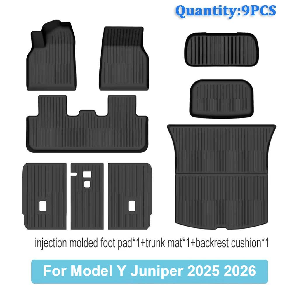 TPE Car Integrated Trunk Liners For Tesla Model Y Juniper 2025 2026 Double Layerd Mats Trunk Door Sill Guard Plate Backrest Mats