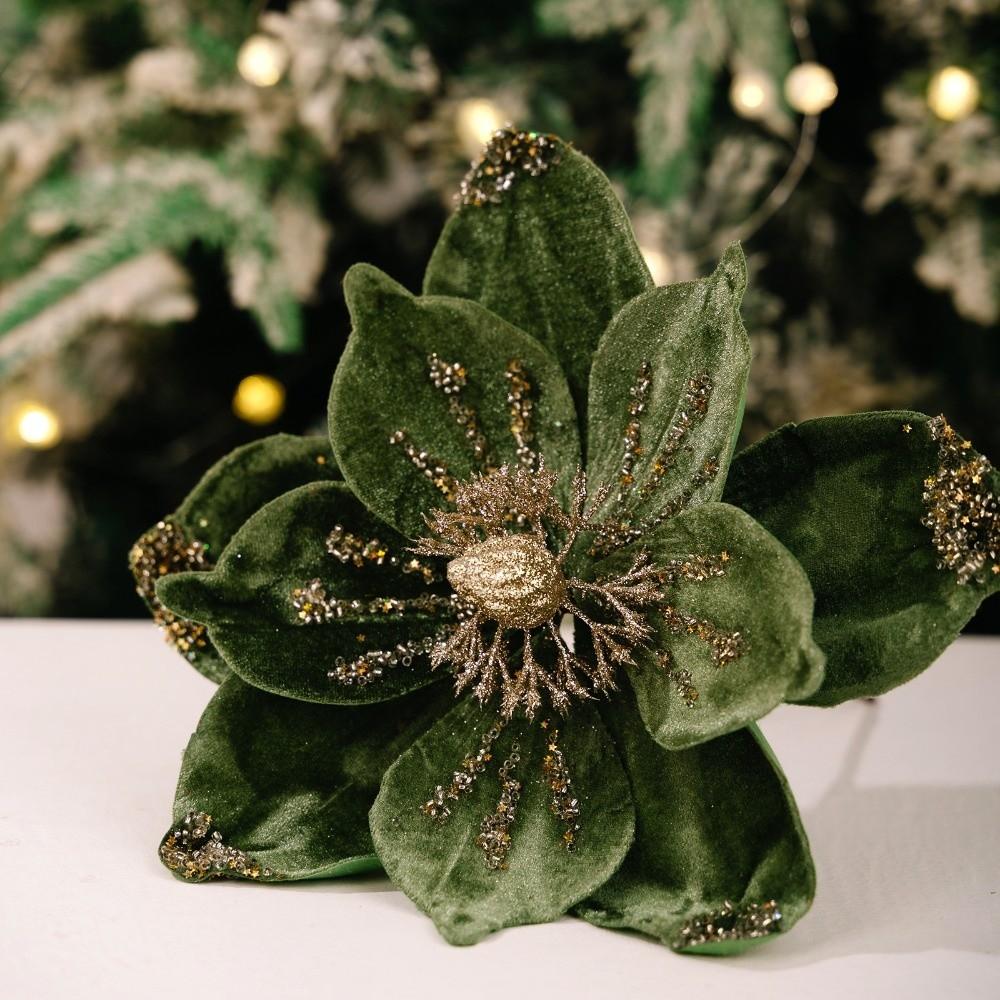 Neue 26CM Künstliche Weihnachtssternblume Glitzer Pailletten Simulationsblumen Funkelnde Pailletten Blume Weihnachtsdekoration