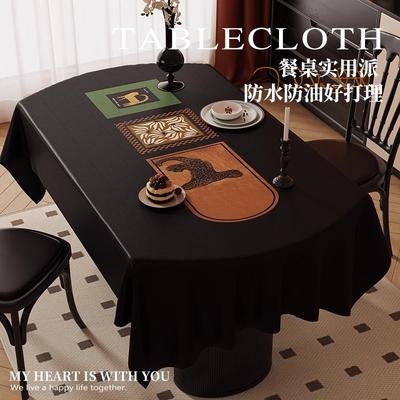 Nappe Étanche et Anti-Huile Nappe de Table Basse Rétro Français à Laisser-En Anti-Huile Ovale Luxe Léger Haut de Gamme