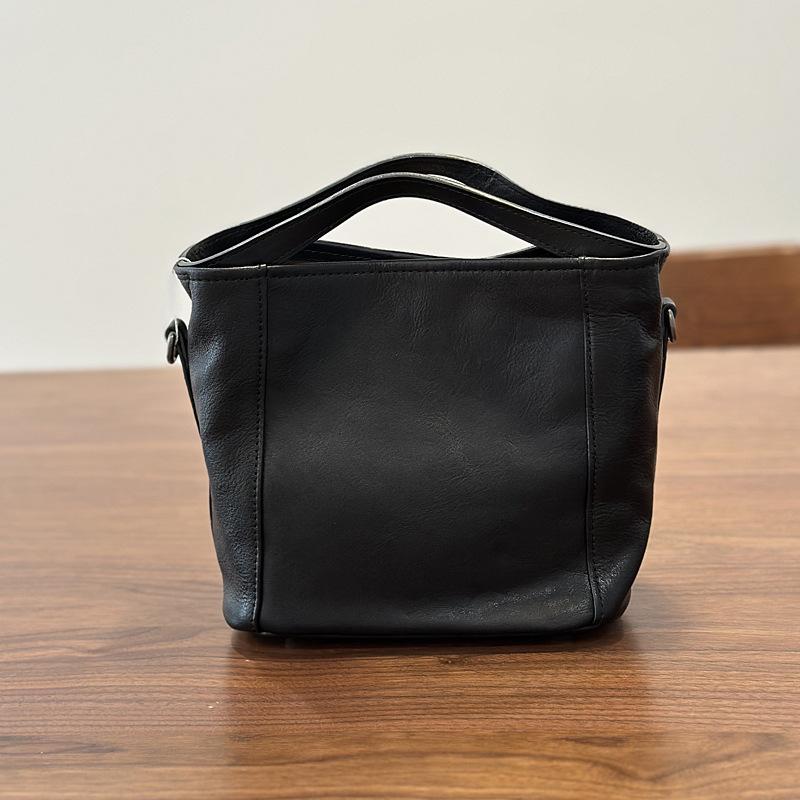 

Johnature Genuine Leather Bucket Bag Casual Solid Color Women s Handbag Versatile Shoulder Crossbody Bag