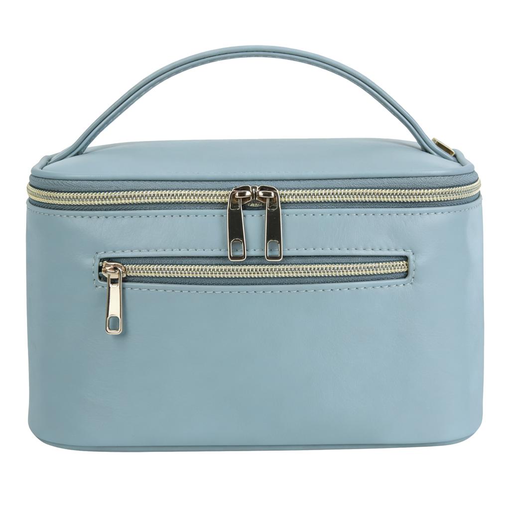 Toiletry Makeup Bag Large Capacity Water Proof PU Cosmetic Bag with Double Zips Independent Brush Compartments for
