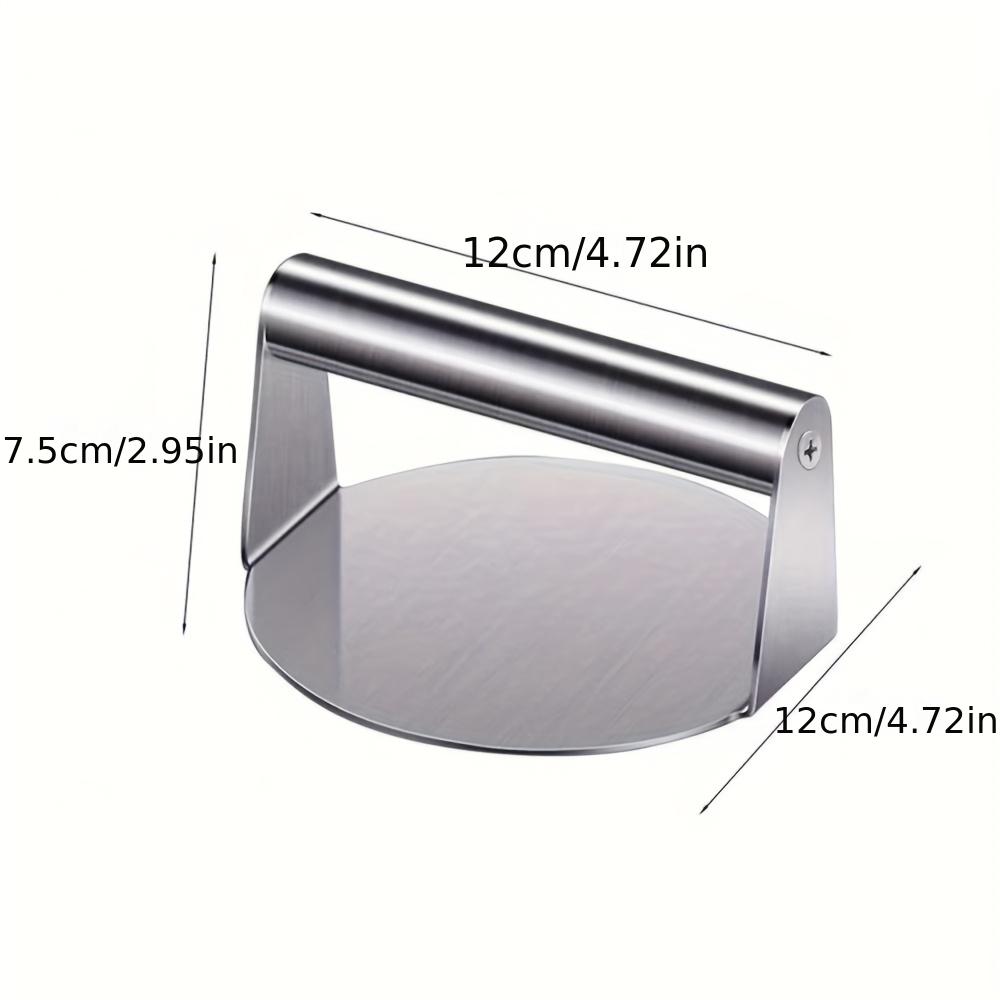

Stainless Steel Burger Press Mold, Non-Stick Round Beef Patty Maker, Durable Manual Meat Presser for Grilling, Professional Barbecue Kitchen Tool 12cm серебряный