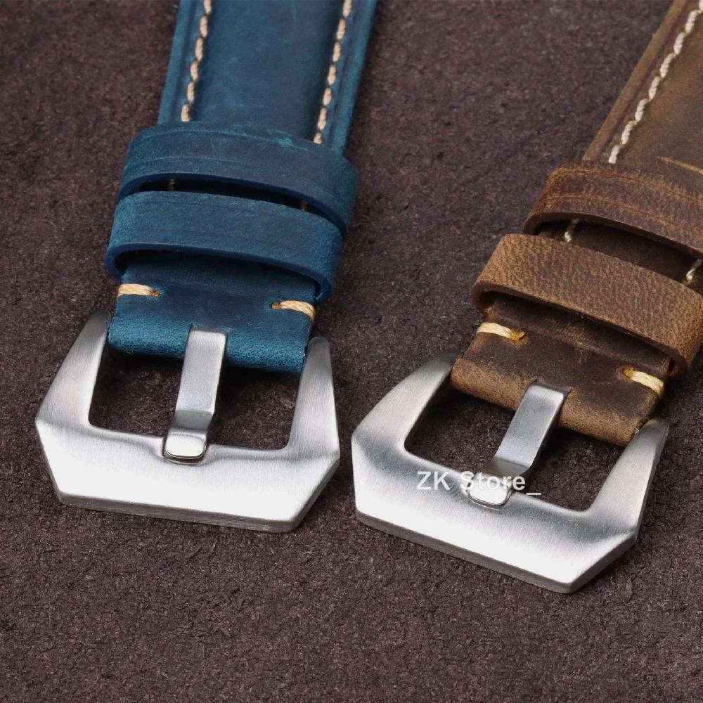 High Quality Genuine Calfskin Watch Strap 20mm 22mm 24mm 26mm Watch Band Vintage Soft Cowhide Leather Wristband Matte Bracelet