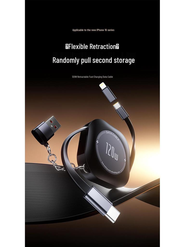 Einziehbares Schnellladekabel für Apple, Huawei, Xiaomi – Tragbare Aufbewahrung & Datenübertragung Geschenk