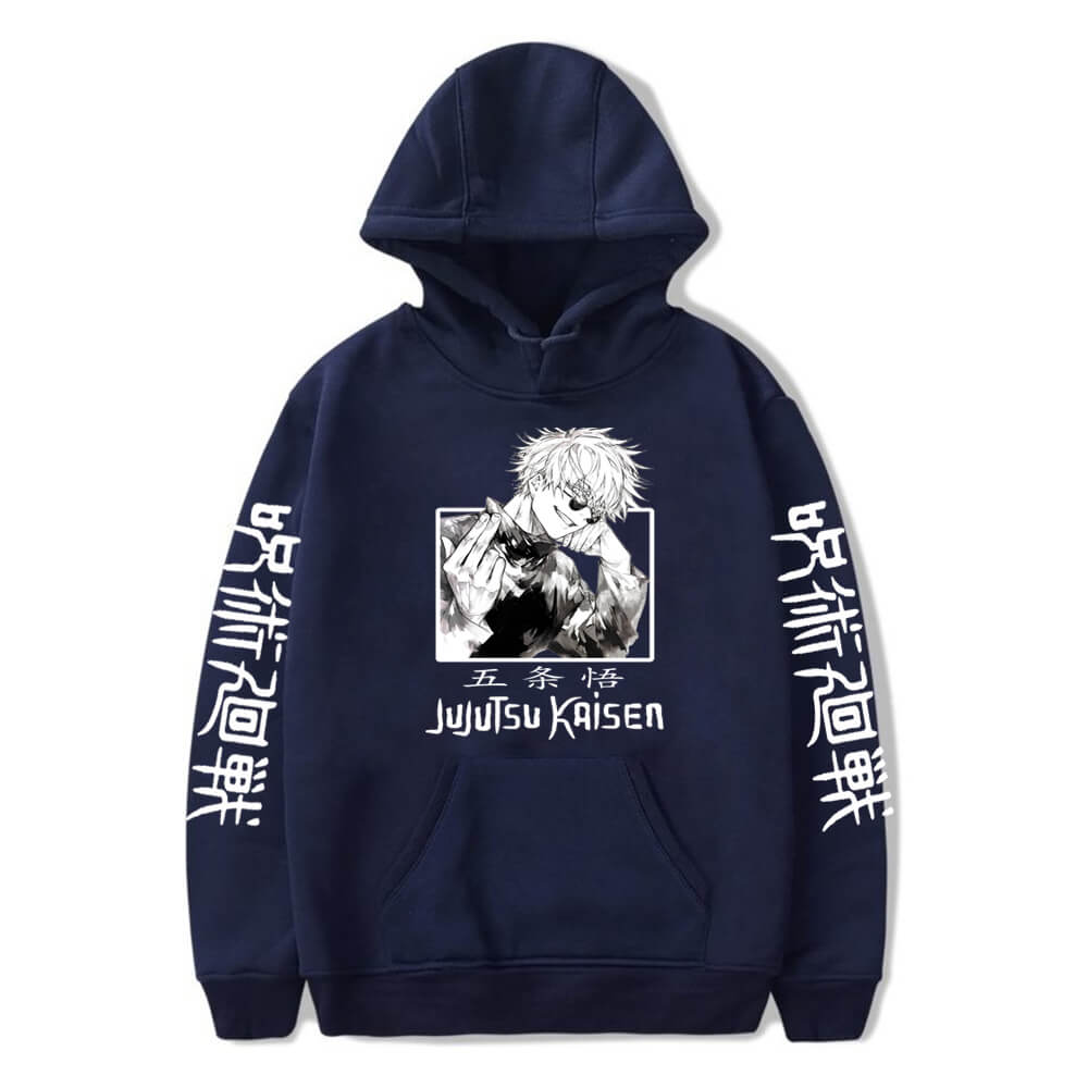 Japan Anime Jujutsu Kaisen Gojo Satoru Printed Hoodies Sweatshirt Casual Loose Long Sleeve Autumn Winter Men Clothes