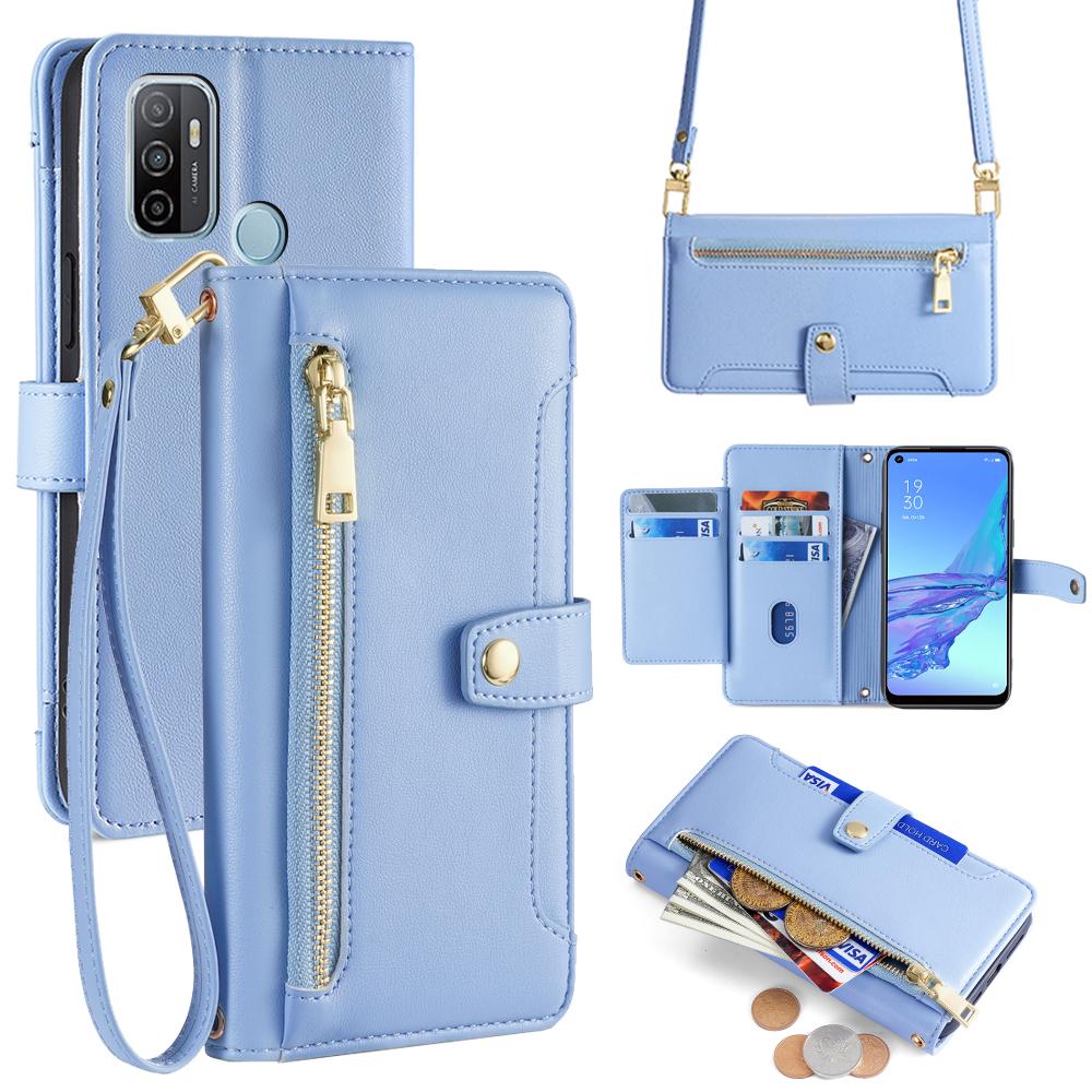 

For Oppo A53 (2020)/A32 (2020)/A33 (2020)/A53s 4G Leather Phone Case with Zipper Pocket Wallet C